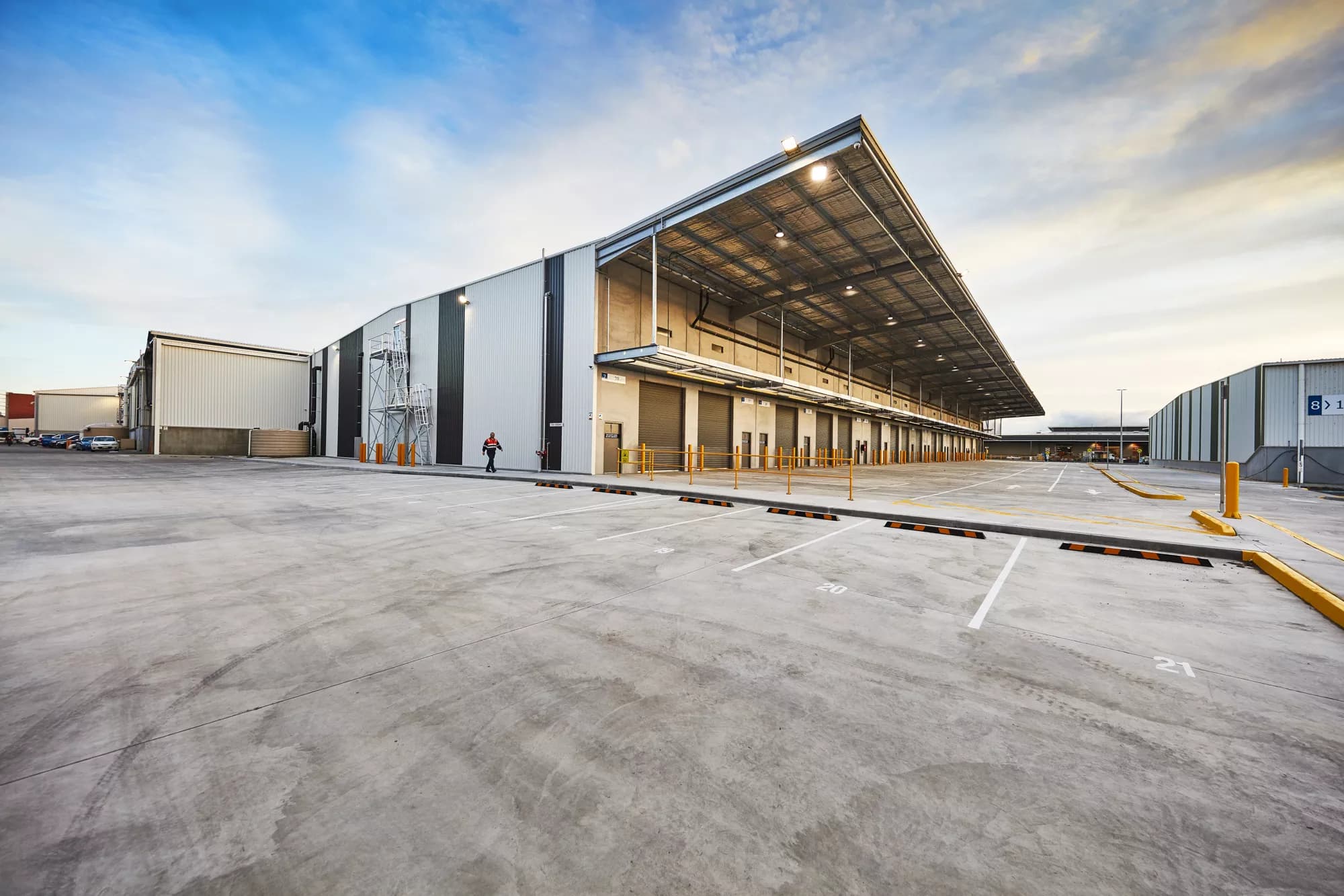 Wiley industrial facility loading dock at dawn